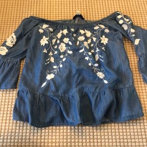 Blue off the shoulder top